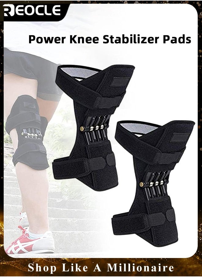 Knee Brace 2 PCS Knee Protection Booster oint Support Spring Knee Stabilizer Pad Power Lift Knee Brace for Weak Legs & Old Cold Leg & Sports & Training & Squat