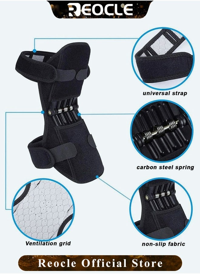 Knee Brace 2 PCS Knee Protection Booster oint Support Spring Knee Stabilizer Pad Power Lift Knee Brace for Weak Legs & Old Cold Leg & Sports & Training & Squat