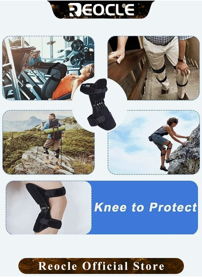 Knee Brace 2 PCS Knee Protection Booster oint Support Spring Knee Stabilizer Pad Power Lift Knee Brace for Weak Legs & Old Cold Leg & Sports & Training & Squat