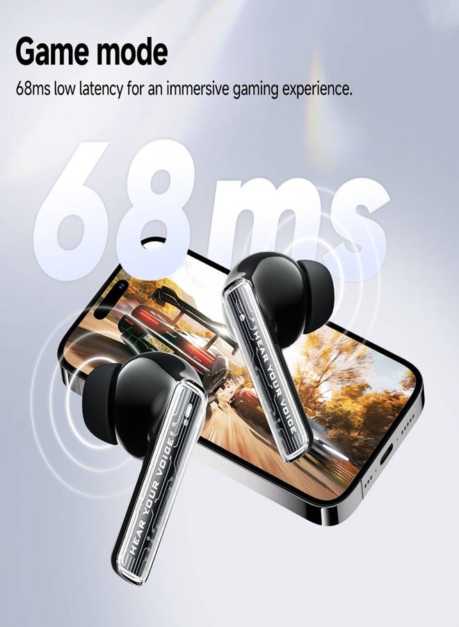 MeloBuds Neo Wireless Earphone,Transparent & LED Power Display,Bluetooth 5.3 Connection,lmmersive Sound & 9 Preset EQ Modes,Up to 24 Hours Battery Life, Muiltpoint Connection & Low Latency - Black