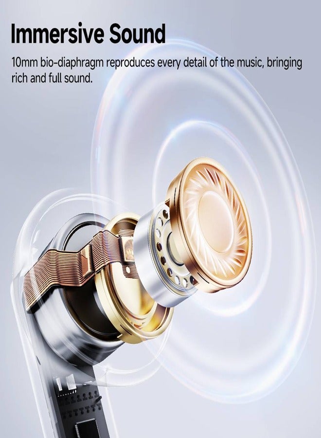 MeloBuds Neo Wireless Earphone,Transparent & LED Power Display,Bluetooth 5.3 Connection,lmmersive Sound & 9 Preset EQ Modes,Up to 24 Hours Battery Life, Muiltpoint Connection & Low Latency - Black