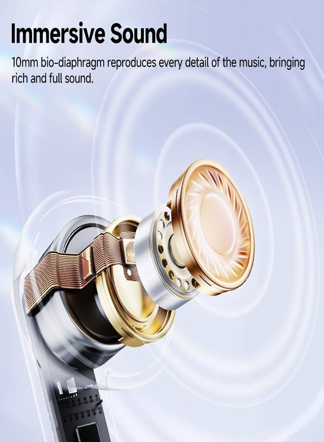 MeloBuds Neo Wireless Earphone,Transparent & LED Power Display,Bluetooth 5.3 Connection,lmmersive Sound & 9 Preset EQ Modes,Up to 24 Hours Battery Life, Muiltpoint Connection & Low Latency - White