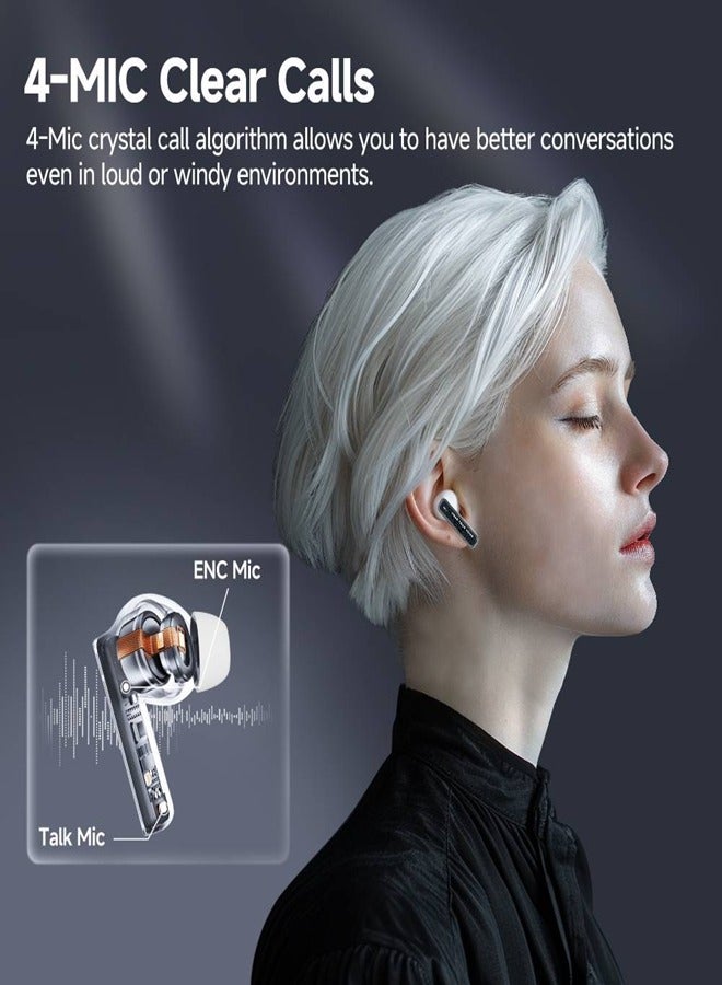 MeloBuds Neo Wireless Earphone,Transparent & LED Power Display,Bluetooth 5.3 Connection,lmmersive Sound & 9 Preset EQ Modes,Up to 24 Hours Battery Life, Muiltpoint Connection & Low Latency - White