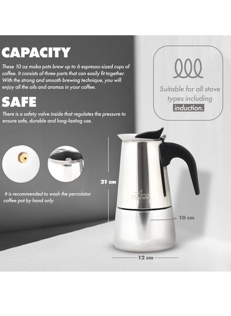 Any Morning Stainless Steel Stove Top Espresso Maker 300ML