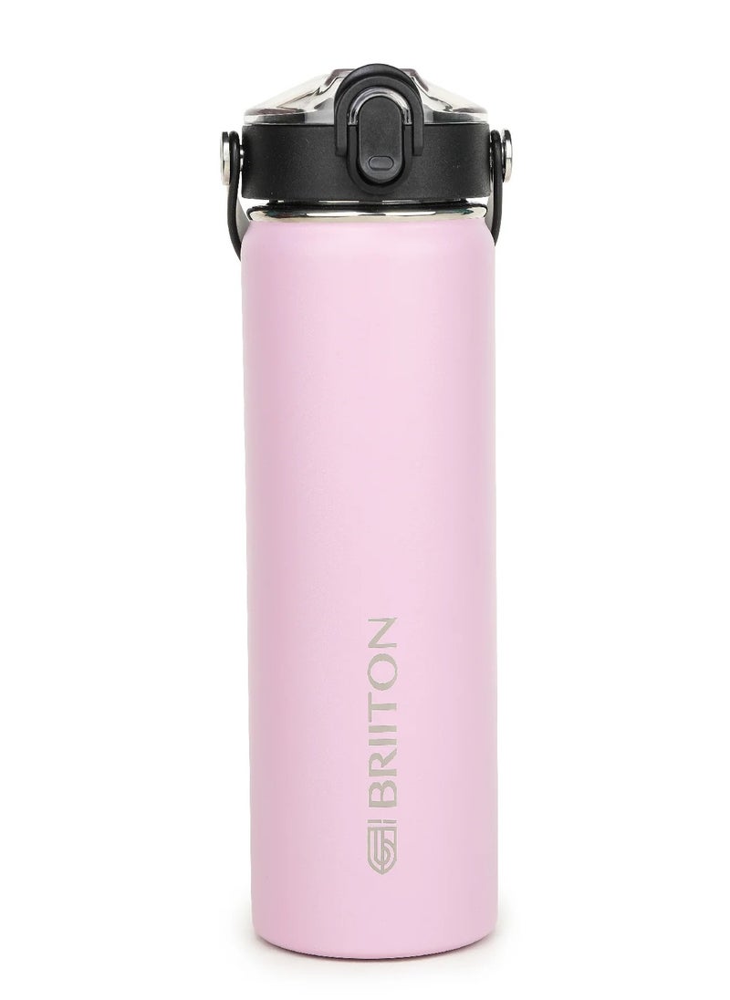 Nero 750ml Pink Stainless Steel Water Bottle |Copper Coated Vacuum Insulation|Food Grade Stainless Steel | Powder Coated | Secure Grip Leakproof Easy Pour Cap |Hot & Cold Thermos| Aqua Hydro