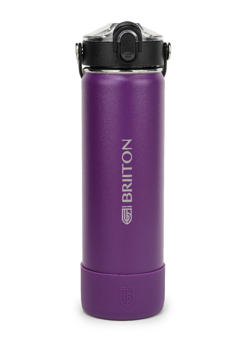 Nero S 750ml Purple Stainless Steel Water Bottle | Copper Coated Vacuum Insulation | Powder Coated | Secure Grip | Leakproof Easy Pour Cap | Hot & Cold Thermos | Aqua Hydro