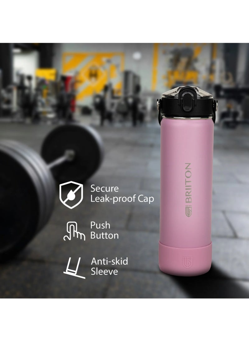 Nero S 750ml Pink Stainless Steel Water Bottle | Copper Coated Vacuum Insulation | Powder Coated | Secure Grip | Leakproof Easy Pour Cap | Hot & Cold Thermos | Aqua Hydro