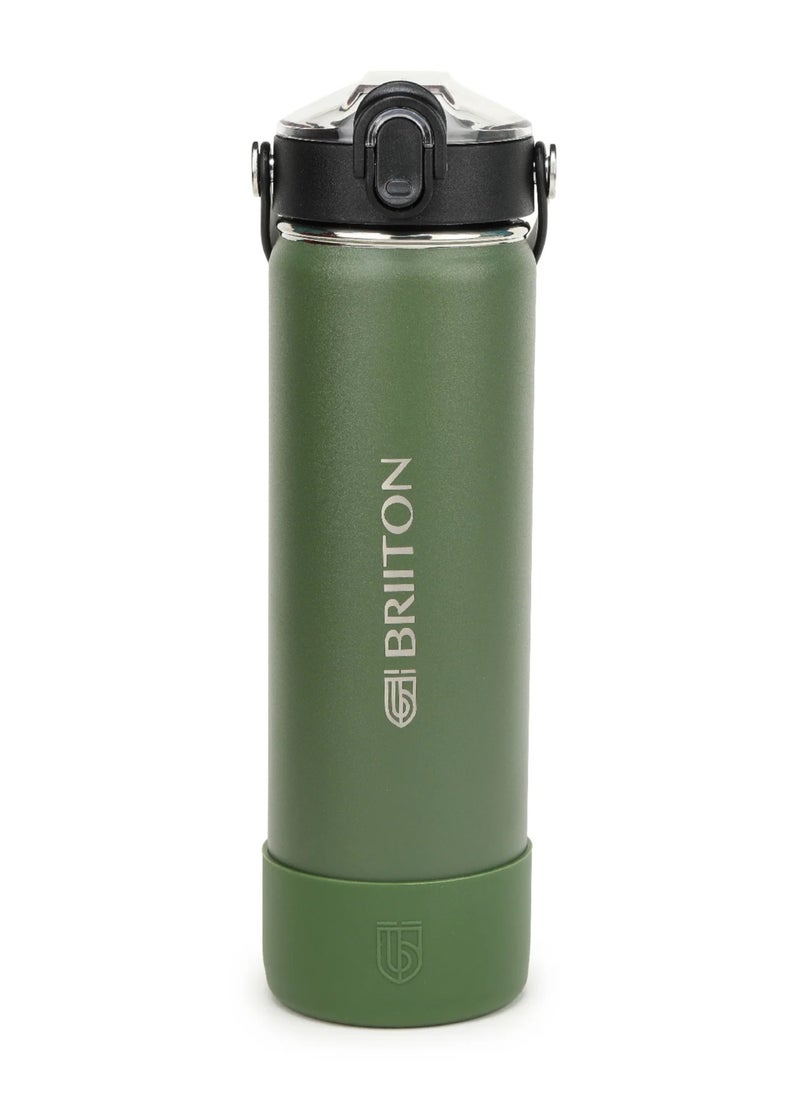 Nero S 750ml Dark Green Stainless Steel Water Bottle | Copper Coated Vacuum Insulation | Powder Coated | Secure Grip | Leakproof Easy Pour Cap | Hot & Cold Thermos | Aqua Hydro