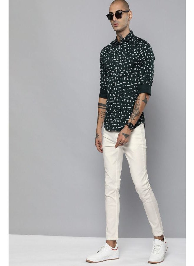 Men Slim Fit Solid Mid-Rise Chinos