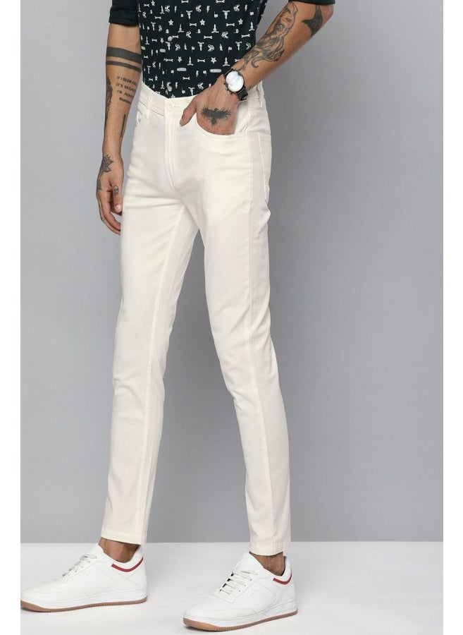 Men Slim Fit Solid Mid-Rise Chinos