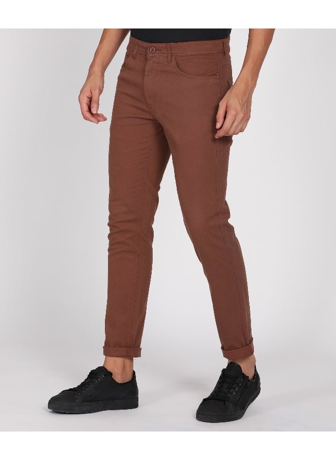 Men Slim Fit Solid Mid-Rise Stretchable Chinos