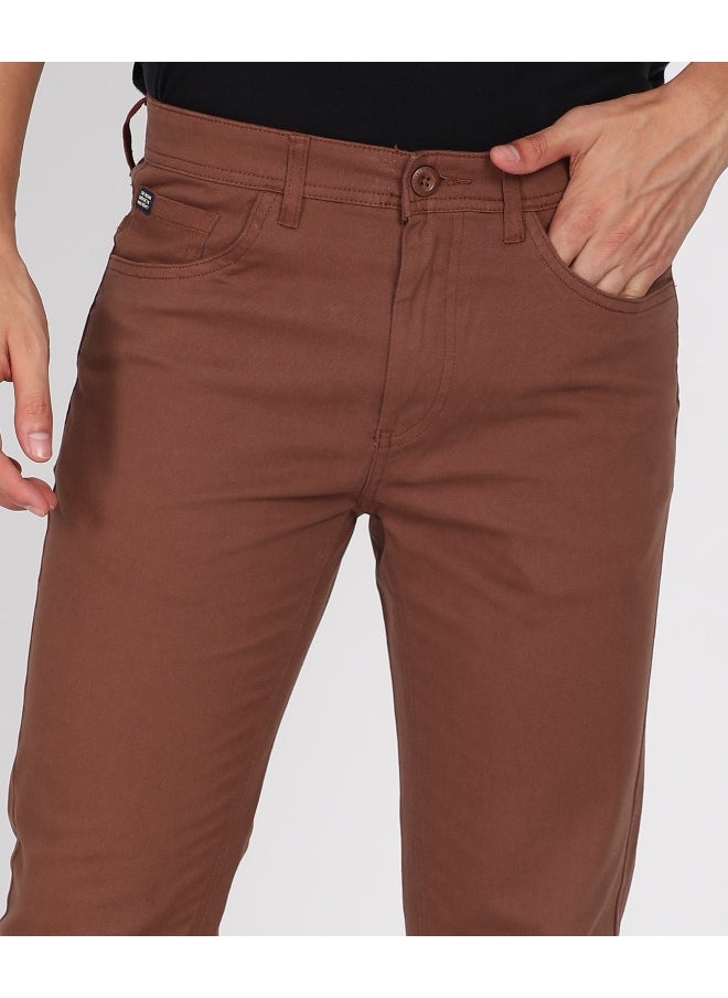 Men Slim Fit Solid Mid-Rise Stretchable Chinos