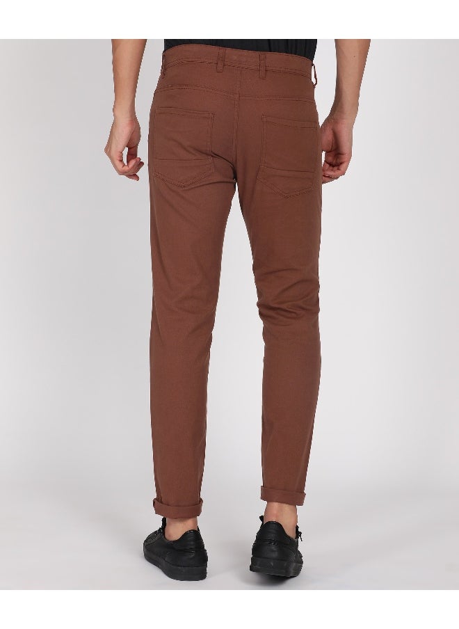 Men Slim Fit Solid Mid-Rise Stretchable Chinos
