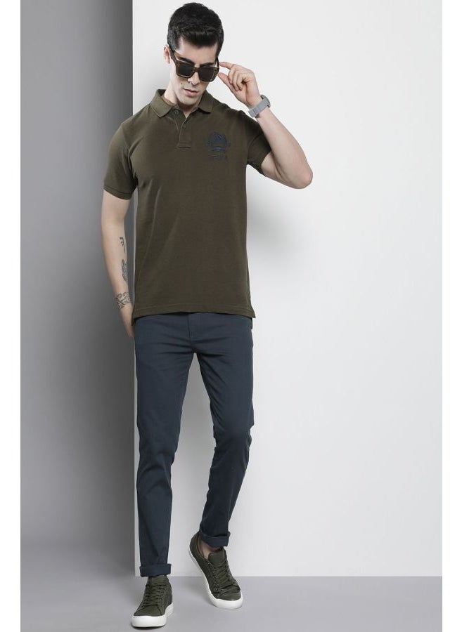Men Slim Fit Solid Mid-Rise Stretchable Chinos
