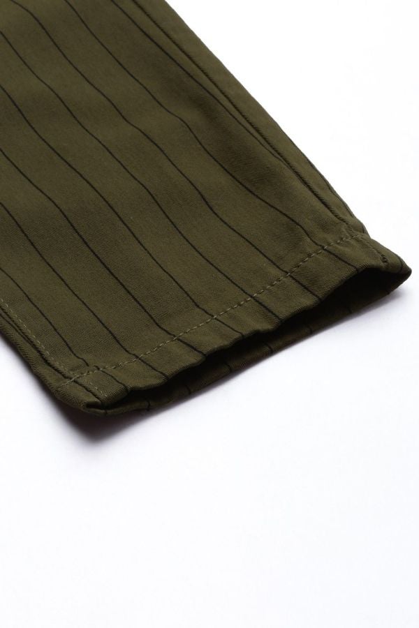 Men Slim Fit Striped Mid-Rise Stretchable Chinos