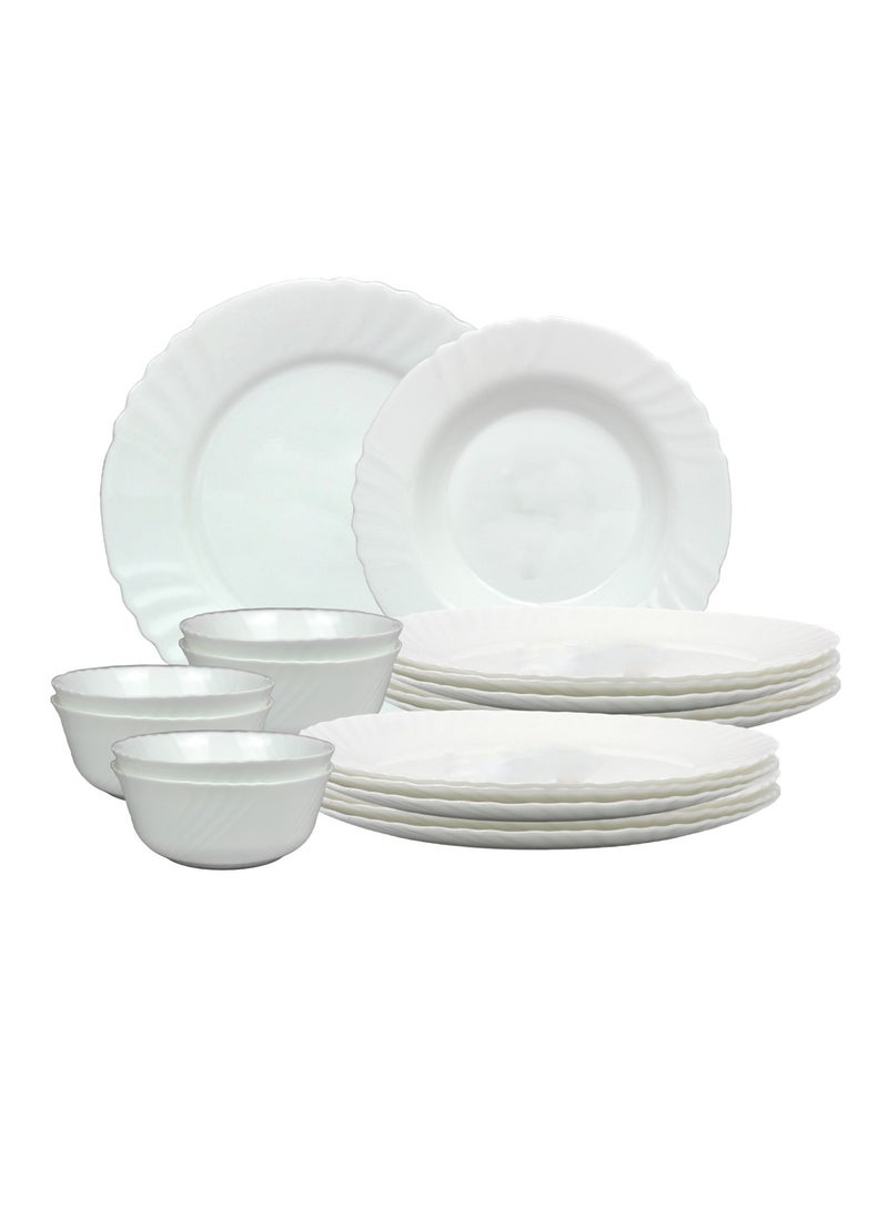 Melrich 12 Pcs Opal ware Dinner Set Dishwasher Safe BPA Free Freezer safe Ideal for Home Party Restaurant Beautiful and Elegant Design White