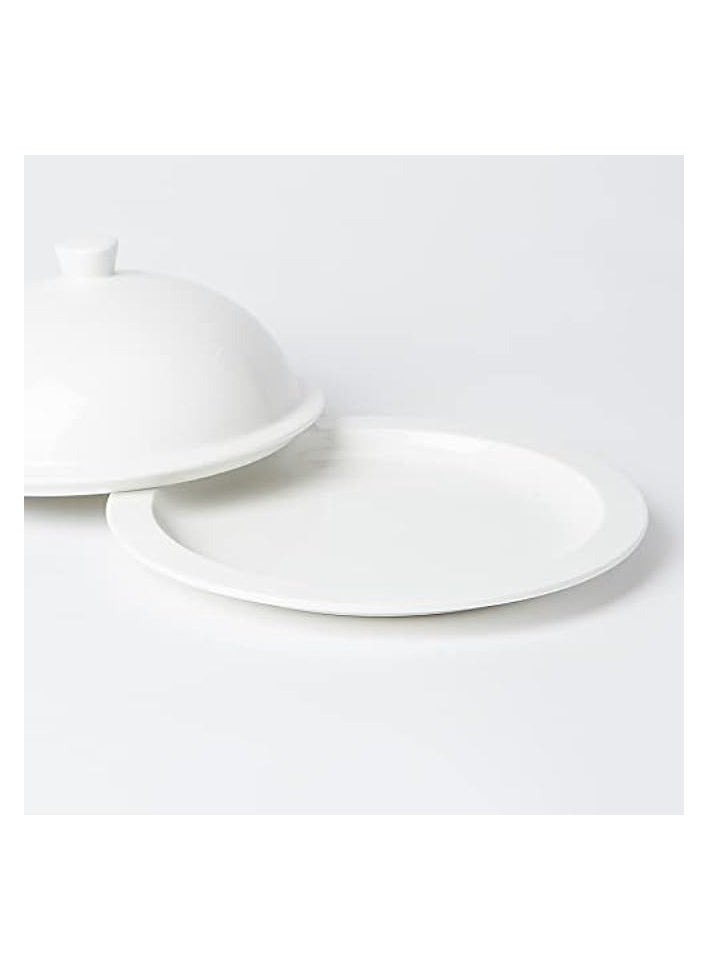 Porcelain Flat Plate With Cover, Ivory