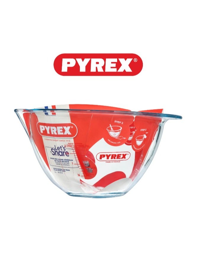 Pyrex Glass Expert Mixing Bowl 4.2L – Large Capacity, Heat-Resistant, with Measurement Markings Clear 4.2Liters