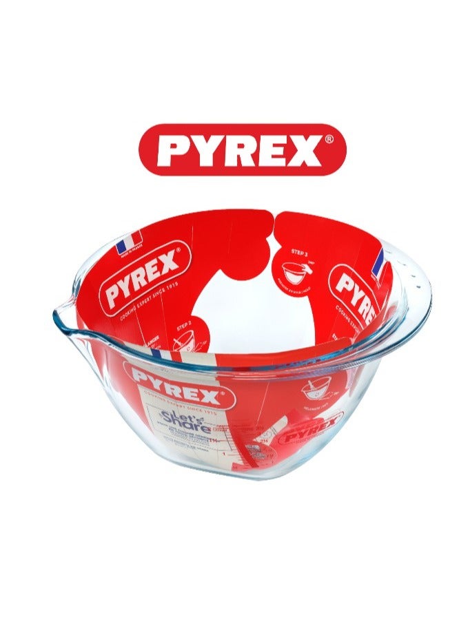 Pyrex Glass Expert Mixing Bowl 4.2L – Large Capacity, Heat-Resistant, with Measurement Markings Clear 4.2Liters