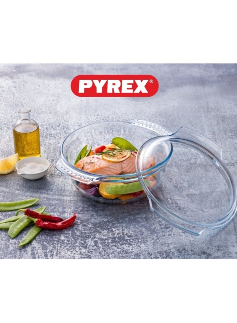 Pyrex Essential Casserole Round 4.9L - Durable Borosilicate Glass for Versatile Cooking and Serving