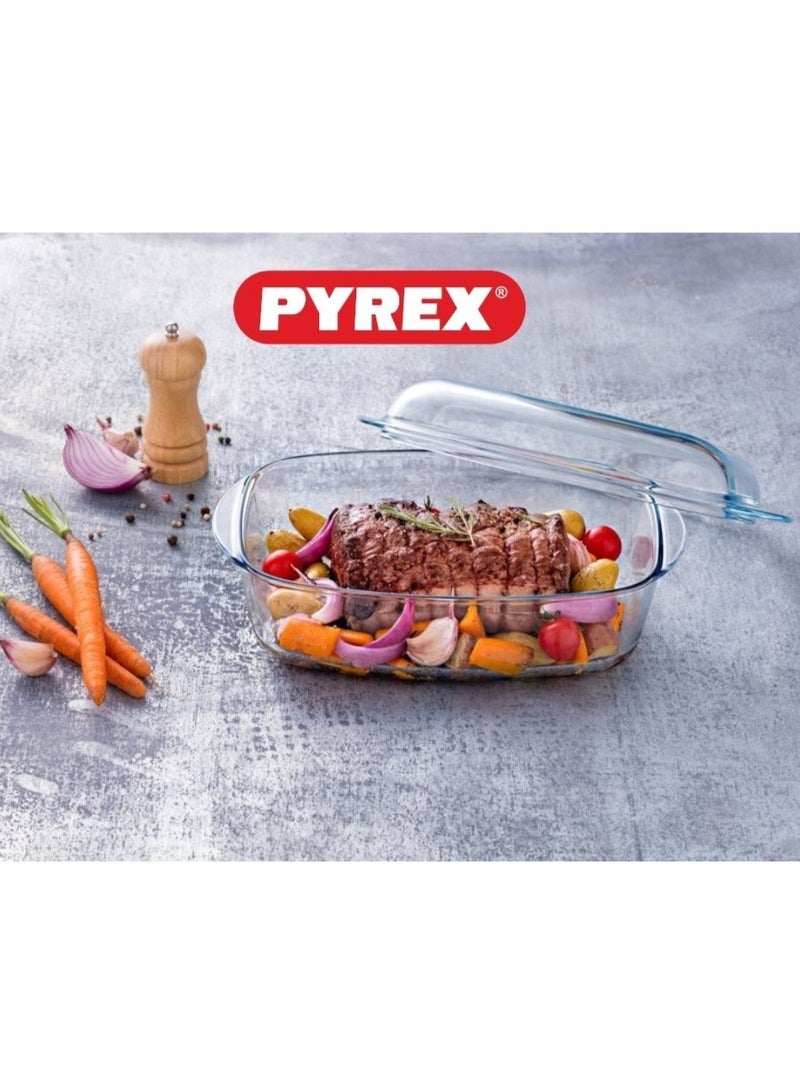 Pyrex Essential Casseroles Rectangular 4.6L - Versatile Borosilicate Glass Dish for Baking, Roasting, and Serving