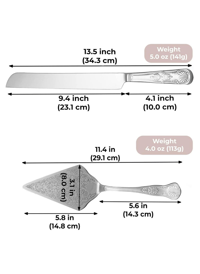 Silver Cake Pie Pastry Servers, Cake Knife and Serving Cutlery Set For Wedding, Birthday, Parties and Events