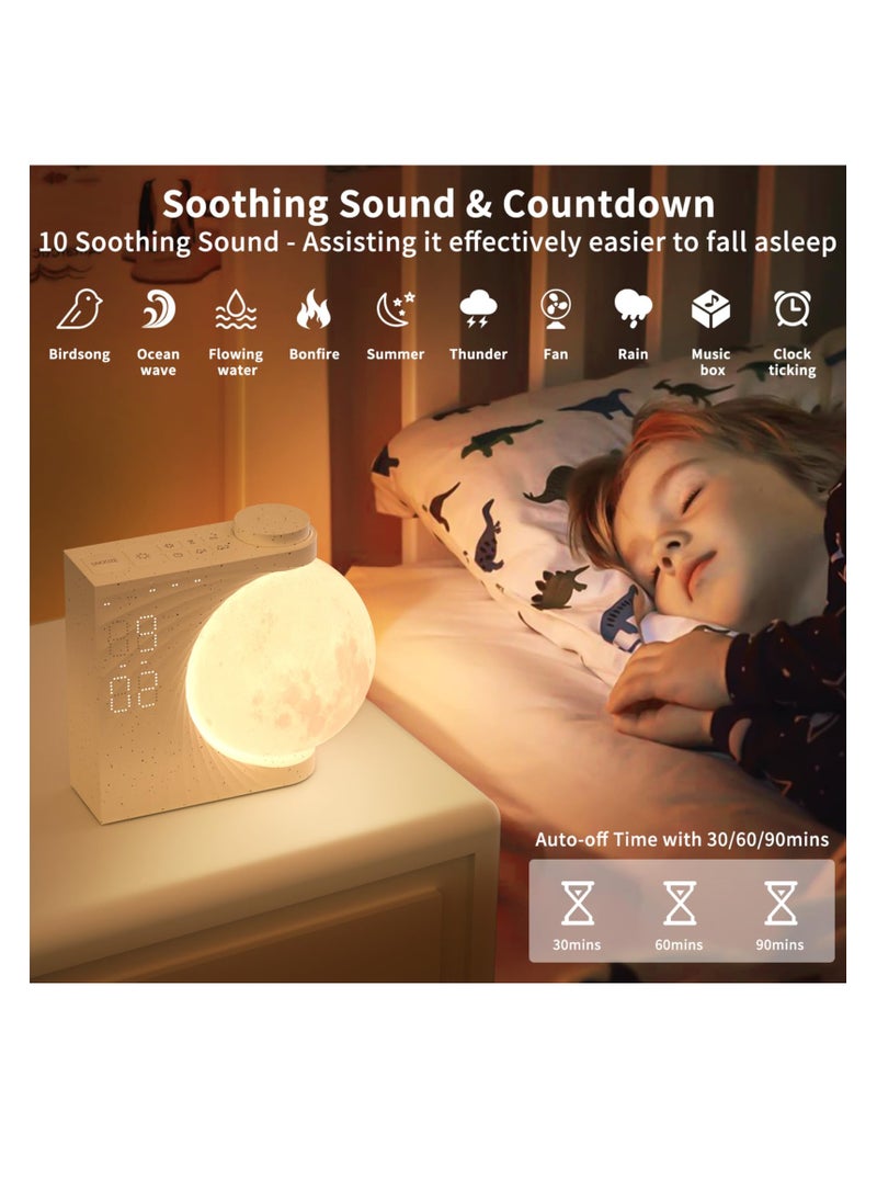 Sunrise Alarm Clocks for Heavy Sleepers, Alarm Clocks for Bedrooms with Moon Light, 10 Light Effects, 30/60/90 Timer, 10 Sleep Nature Sounds, 15 Ringtones, 12 Volume Control with Snooze Function