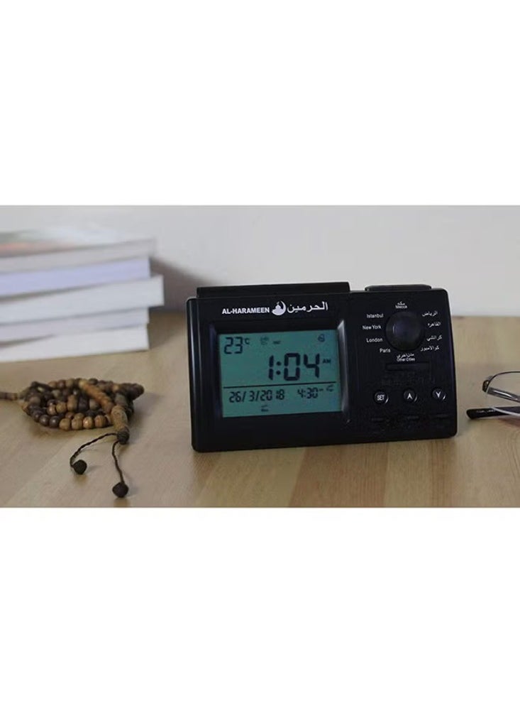 Digital Azan Table Alarm Clock Black 15x9.5cm