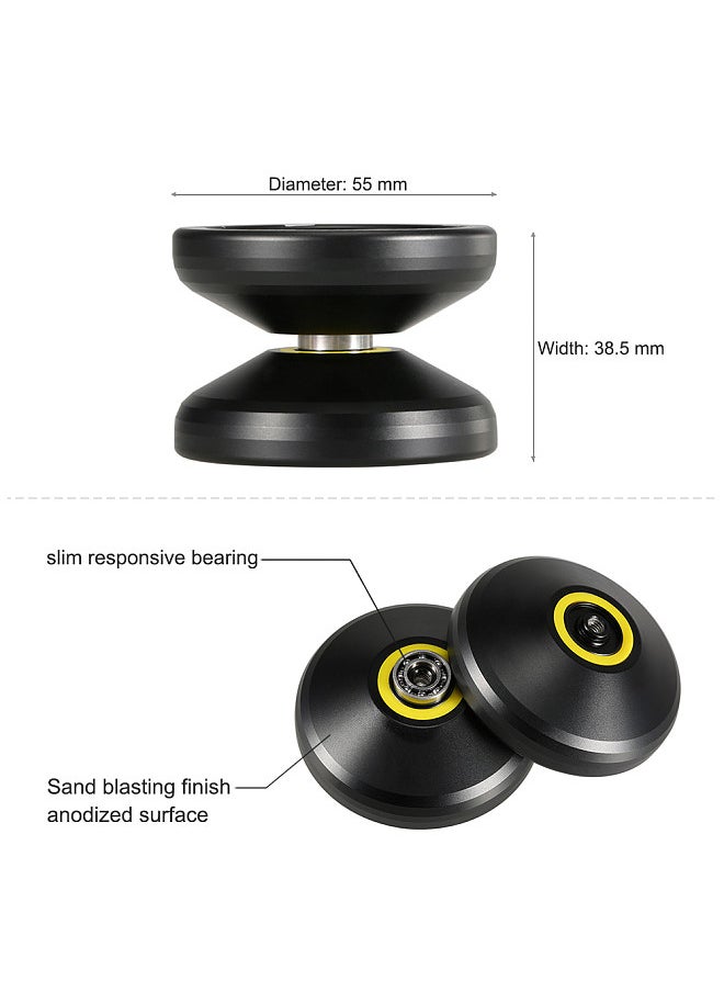 Magic Yoyo V3 Responsive High-speed Aluminum Alloy Yo-yo CNC Lathe with Spinning String for Boys Girls Children Kids Black