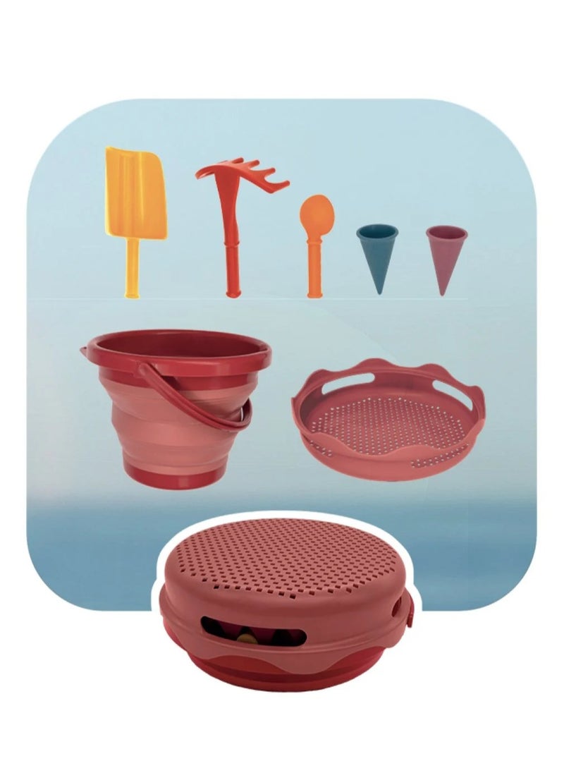 7-in-1 Sand Toys Set - Red | Fun Beach Toys for Children