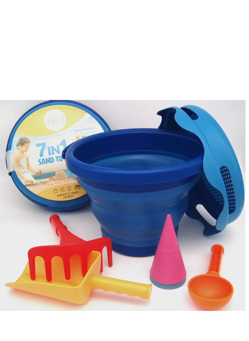 7-in-1 Sand Toys Set - Blue | Beach Play Set for Kids