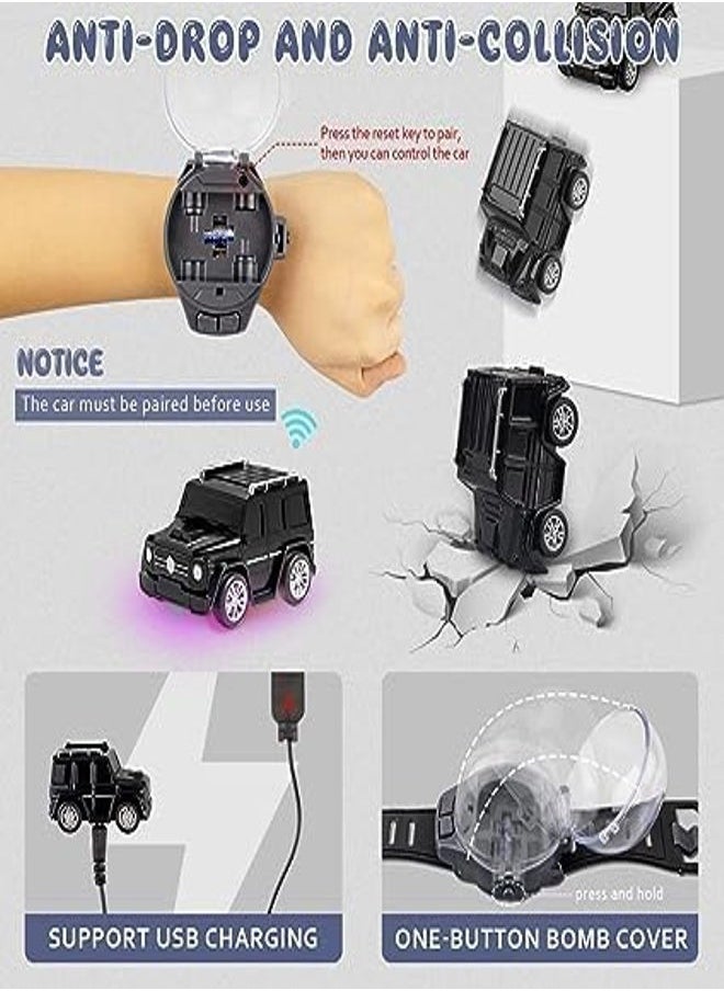 Watch Remote Control Car Toy, 2.4 GHz Watch Racing Car Toy with USB Charging, Car Watch for Kids with Remote Control, Interactive Toys, Ideal Gift for Boys and Girls?Black?