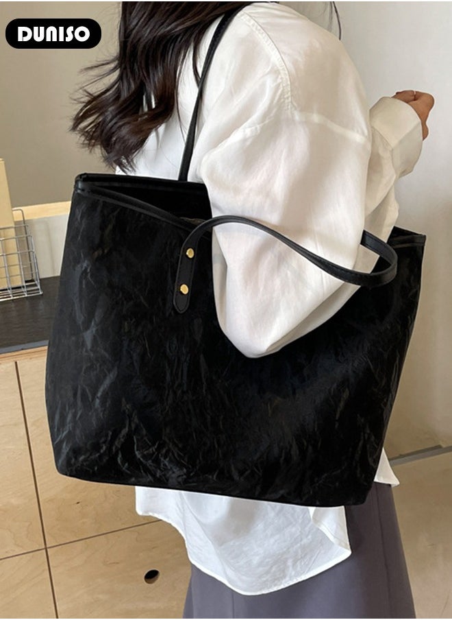 Women's Shoulder Tote Bag Faux Leather Handbag for Women Large Capacity Messenger Fashionable Travel Crossbody Bag for Ladies Girls College Students