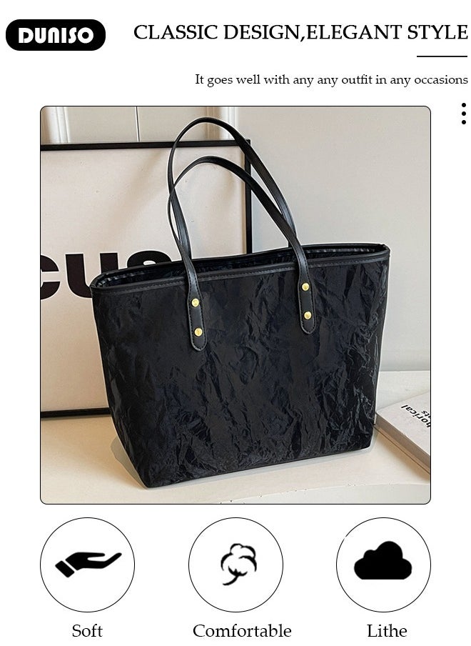 Women's Shoulder Tote Bag Faux Leather Handbag for Women Large Capacity Messenger Fashionable Travel Crossbody Bag for Ladies Girls College Students