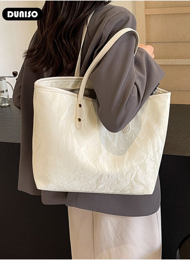 Women's Shoulder Tote Bag Faux Leather Handbag for Women Large Capacity Messenger Fashionable Travel Crossbody Bag for Ladies Girls College Students
