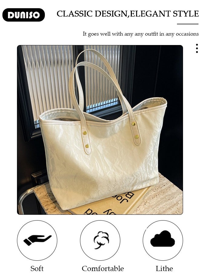 Women's Shoulder Tote Bag Faux Leather Handbag for Women Large Capacity Messenger Fashionable Travel Crossbody Bag for Ladies Girls College Students