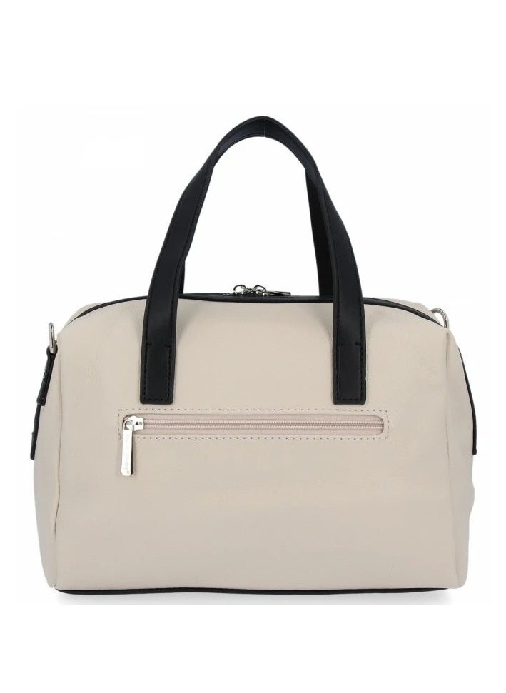 David Jones Handbags for Women Purse Faux Leather Satchel Bags Stylish Tote Bags Shoulder Bag Ladies Handbag Color IVORY