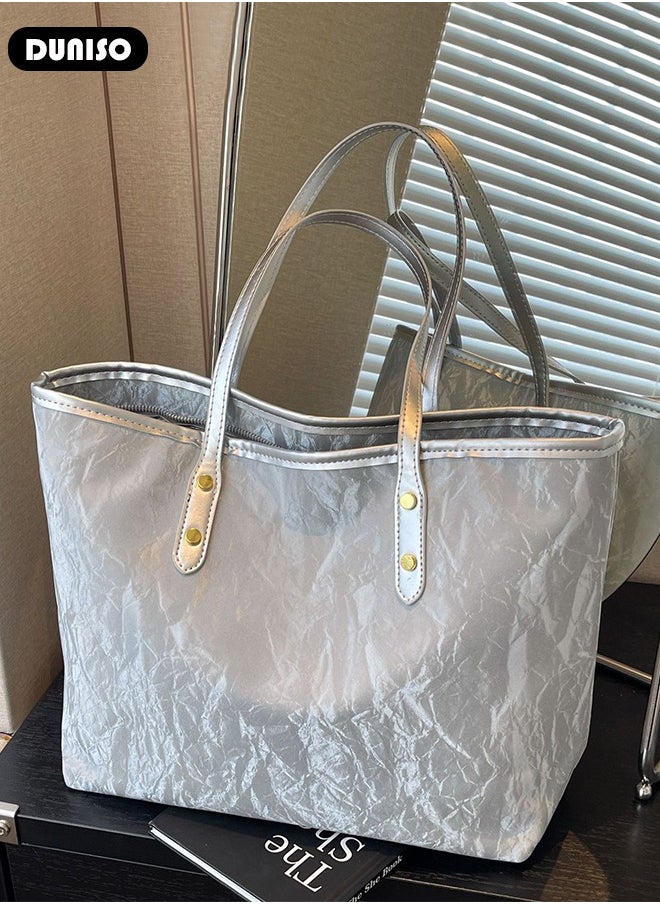 Women's Shoulder Tote Bag Faux Leather Handbag for Women Large Capacity Messenger Fashionable Travel Crossbody Bag for Ladies Girls College Students