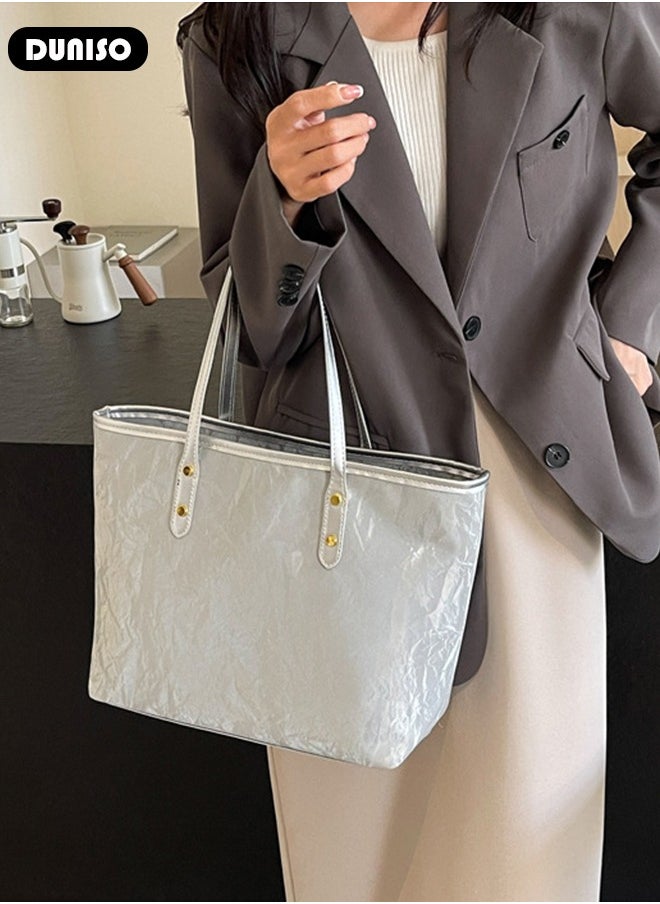 Women's Shoulder Tote Bag Faux Leather Handbag for Women Large Capacity Messenger Fashionable Travel Crossbody Bag for Ladies Girls College Students