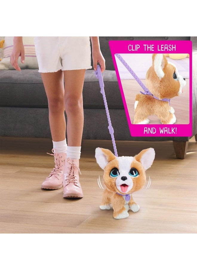 Oop-A-Lots Corgi Interactive 8-Inch Walking Plush Stuffed Animal, Pooping Puppy With Leash, 14-Pieces, Kids Toys For Ages 4 Up By Just Play