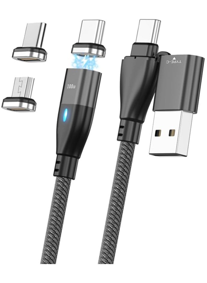 100W Magnetic Charging Cable, 6 in 1 Dual-head Multi Charging Cable, Magnetic USB C to C Cable/USB A to C Fast Charging Cords for IOS Products/Android/Micro USB/Type C Devices, 1.8M(6FT)