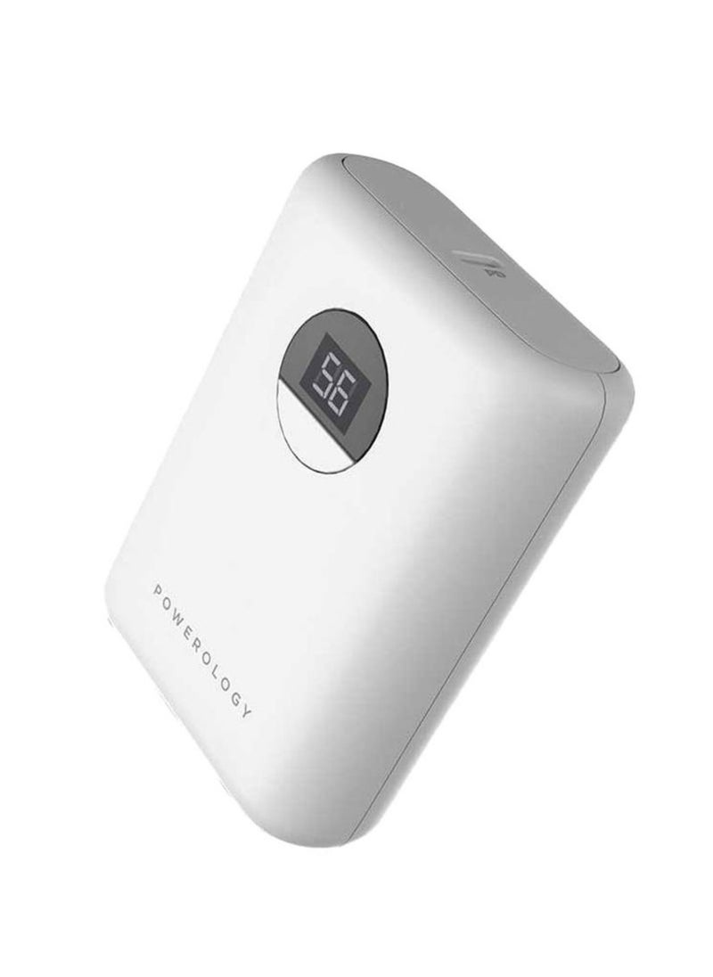 10000mAh Power Bank with PD 20W, Power Dash 3.0, Ultra Compact & Light Design, Digital Display - White