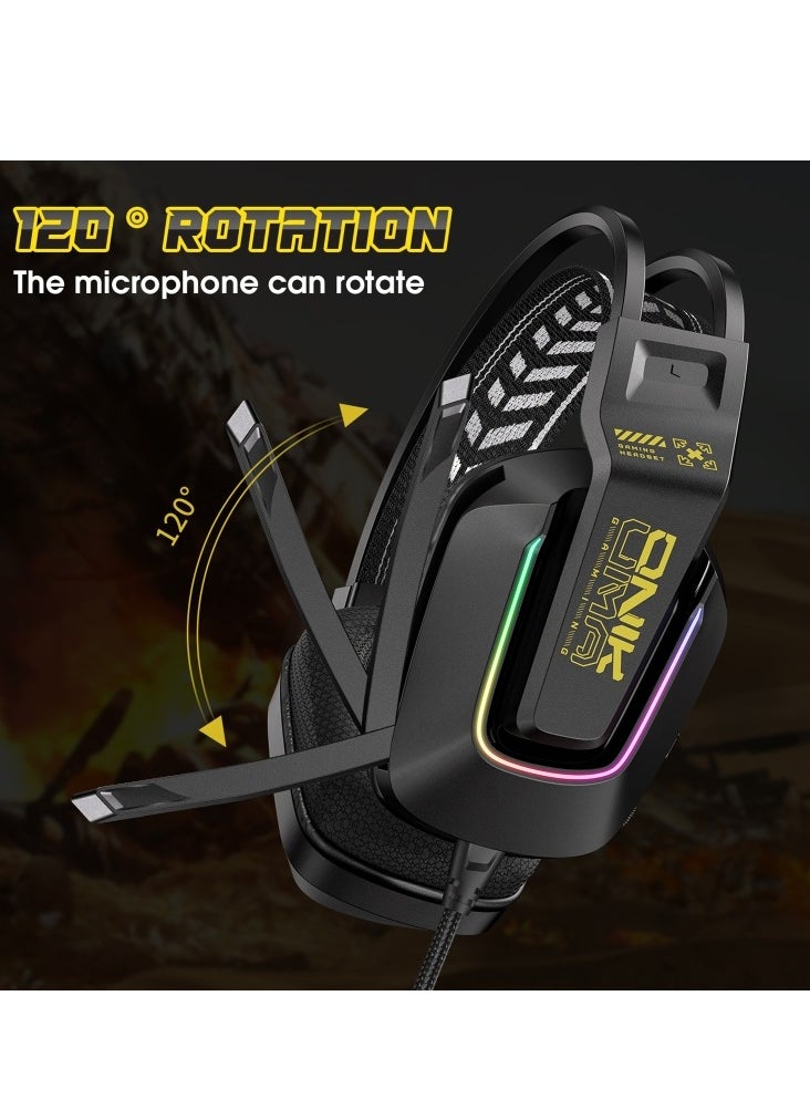 ONIKUMA X13 RGB Colorful Lighting Wired Gaming Headset with Microphone Length:2.2m Black