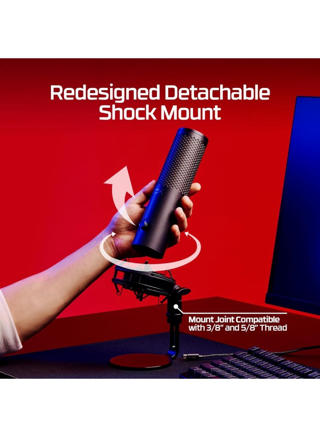 Quadcast 2 S – Usb Microphone, With Rgb Lighting, Streaming And Podcasting, With On-Board Controls, Led Lighting, Removable Shock Mount, Pc, Mac, Usb-C