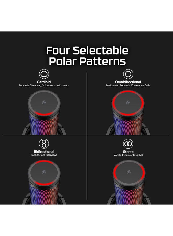 Quadcast 2 S – Usb Microphone, With Rgb Lighting, Streaming And Podcasting, With On-Board Controls, Led Lighting, Removable Shock Mount, Pc, Mac, Usb-C