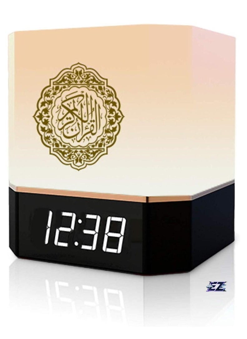 Complete Quran Speaker with Lamp, Clock, 14 Language Translations, 18 Reciters, Azaan Settings & Mobile App Control - Perfect Islamic Gift for All Ages, Multi-Functional, Portable, Modern Design (Black)