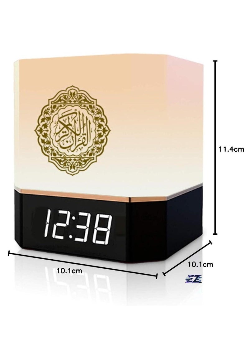 Complete Quran Speaker with Lamp, Clock, 14 Language Translations, 18 Reciters, Azaan Settings & Mobile App Control - Perfect Islamic Gift for All Ages, Multi-Functional, Portable, Modern Design (Black)