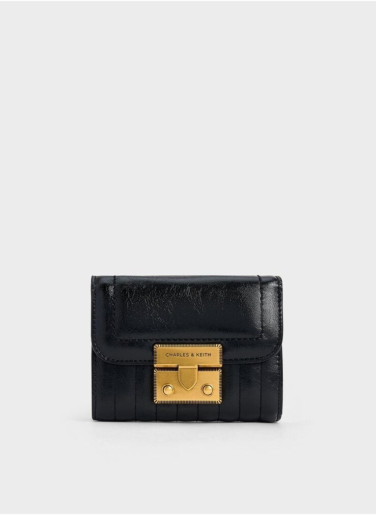 Donna Crinkle-Effect Wallet - Black