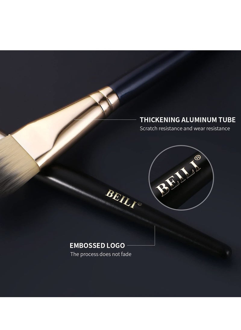 BEILI Foundation Brush Set for Liquid Mask Concealer Makeup Flat Foundation Makeup Brushes for Liquid Cream Foundation Powder Buffing Blending Premium Face Makeup Brushes(2Pcs)