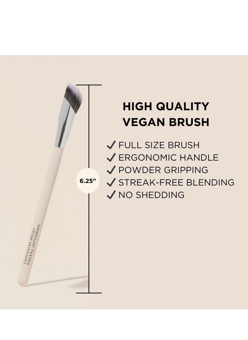 HALEYS Concealer Brush VEGAN+CRUELTY-FREE, Sustainable Wood, Vegan Bristles for Airbrushed Finish, For Creams,Liquids, Powder, Streak-free, Perfect Blending, Buffs, Smooths with Control, Special shape